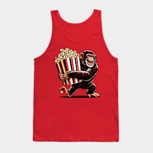 Happy chimpanzee with a packet of popcorn Tank Top